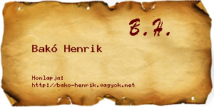Bakó Henrik névjegykártya